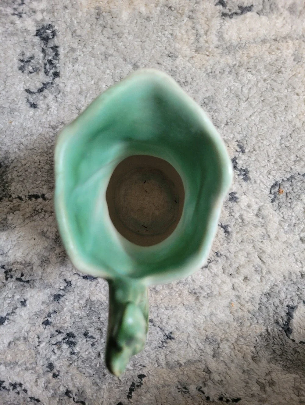 Majolica-Style Vintage Weller Ceramic Pitcher in Cream and Green